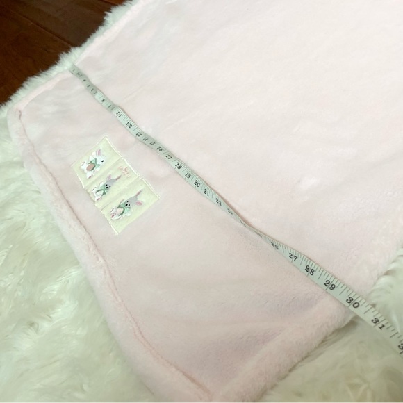KidsLine Bunny Rabbits Baby Girl Pink Fleece Blanket Lovey 30” x 39” Soft Plush - Picture 6 of 8